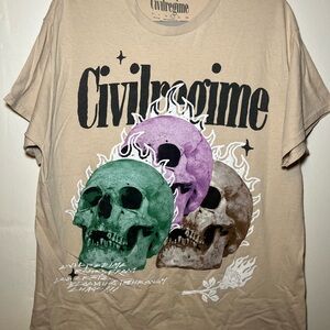 Civil Regime Tan Skull Graphic Tee
